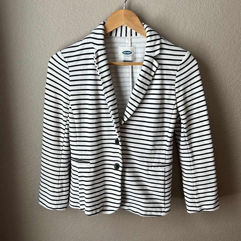 White and Black Striped Blazer